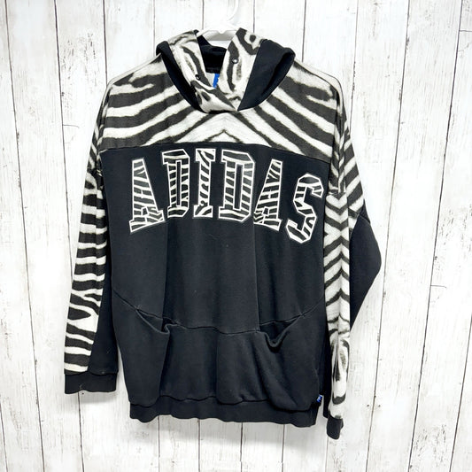 adidas Hoodie Women Size M Long Sleeve Cotton Zebra Double Pocket Graphic Logo