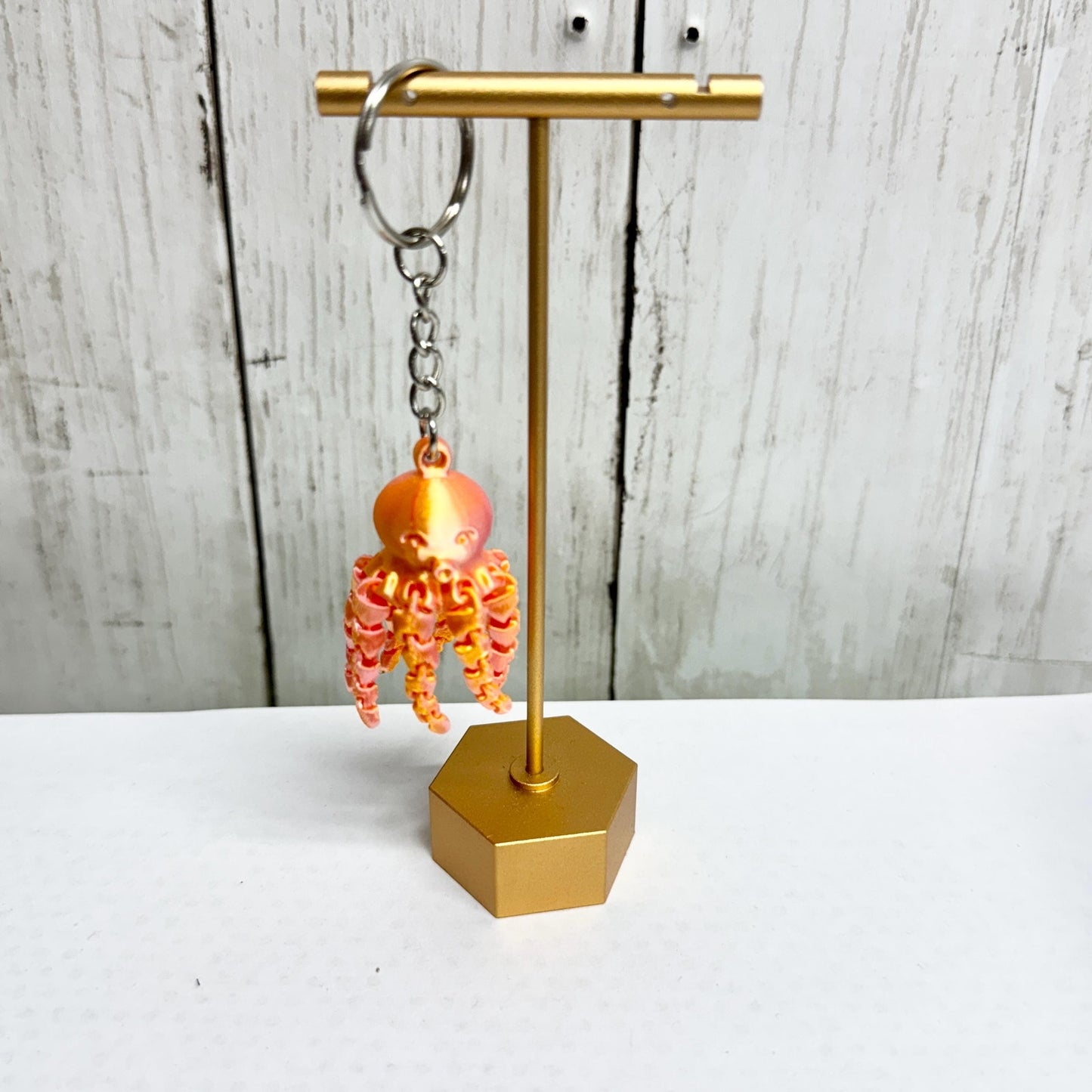 Eradesant 3D Printed Pink/Orange Octopus Keychain Unique Design Orange Colorful Octopus Charm Animal Key Accessory Practical & Fun