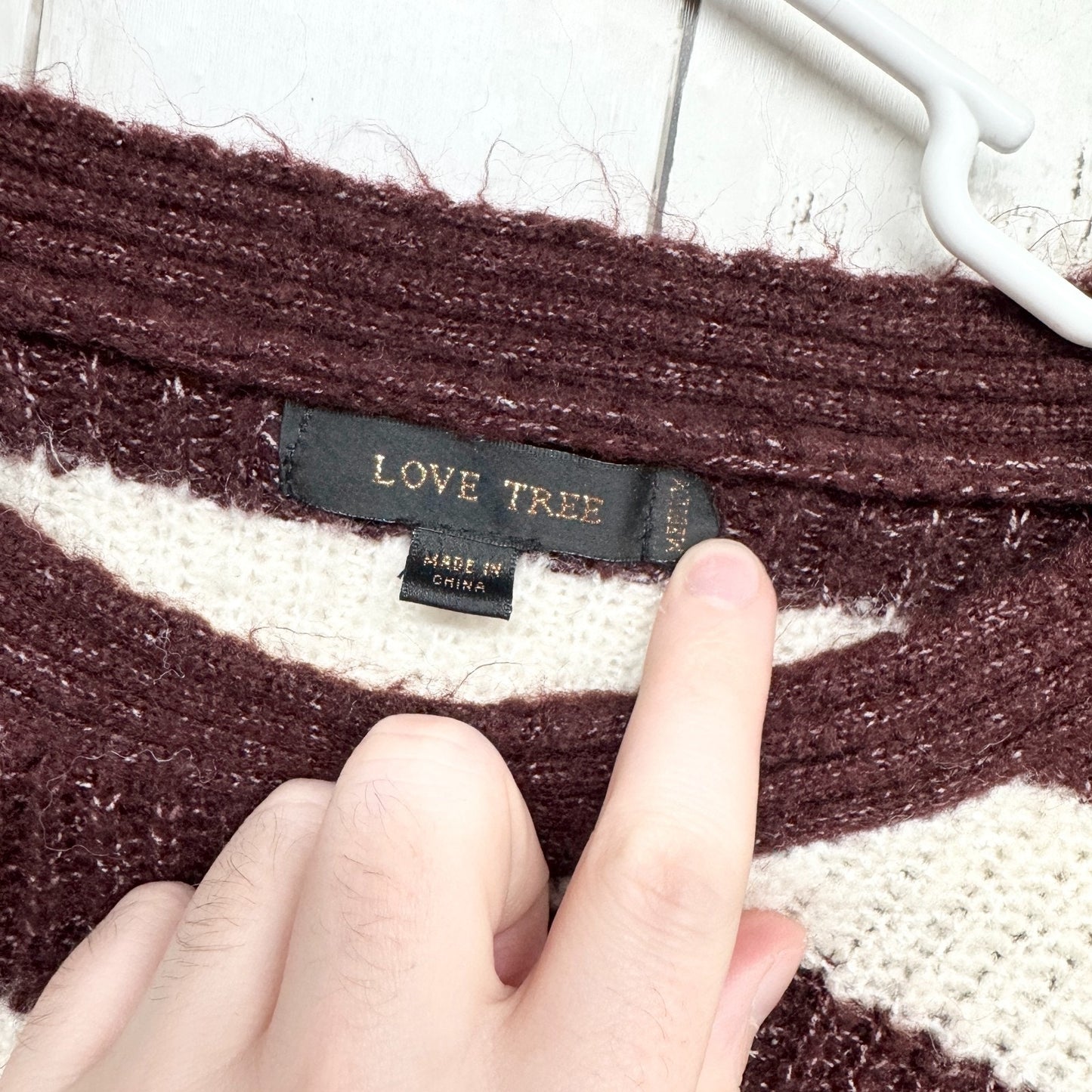 Love Tree Sweater Women Size Medium Stripe Round Neck Long Sleeve Blouse Casual