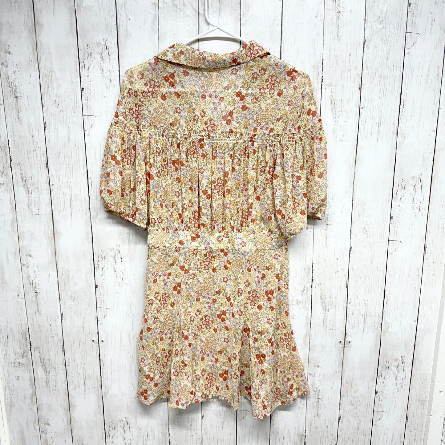 Free People Dress Women S Bonnie Mini Tea Combo Puff Sleeve Button Down Cottage