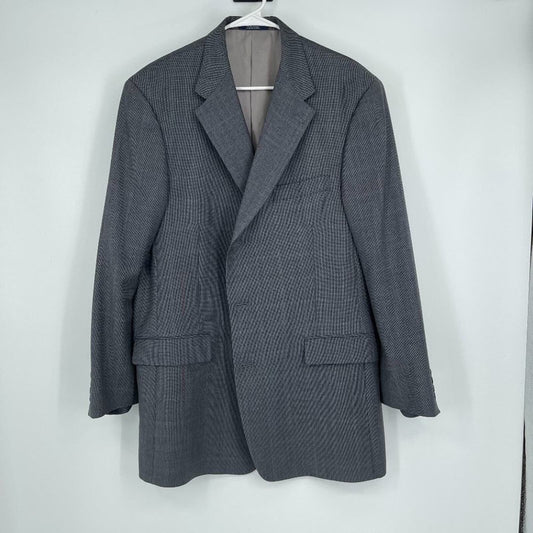 TED BAKER Suit Jacket Mens Size 46L Windorbane Plaid Grey Triple Button Textured