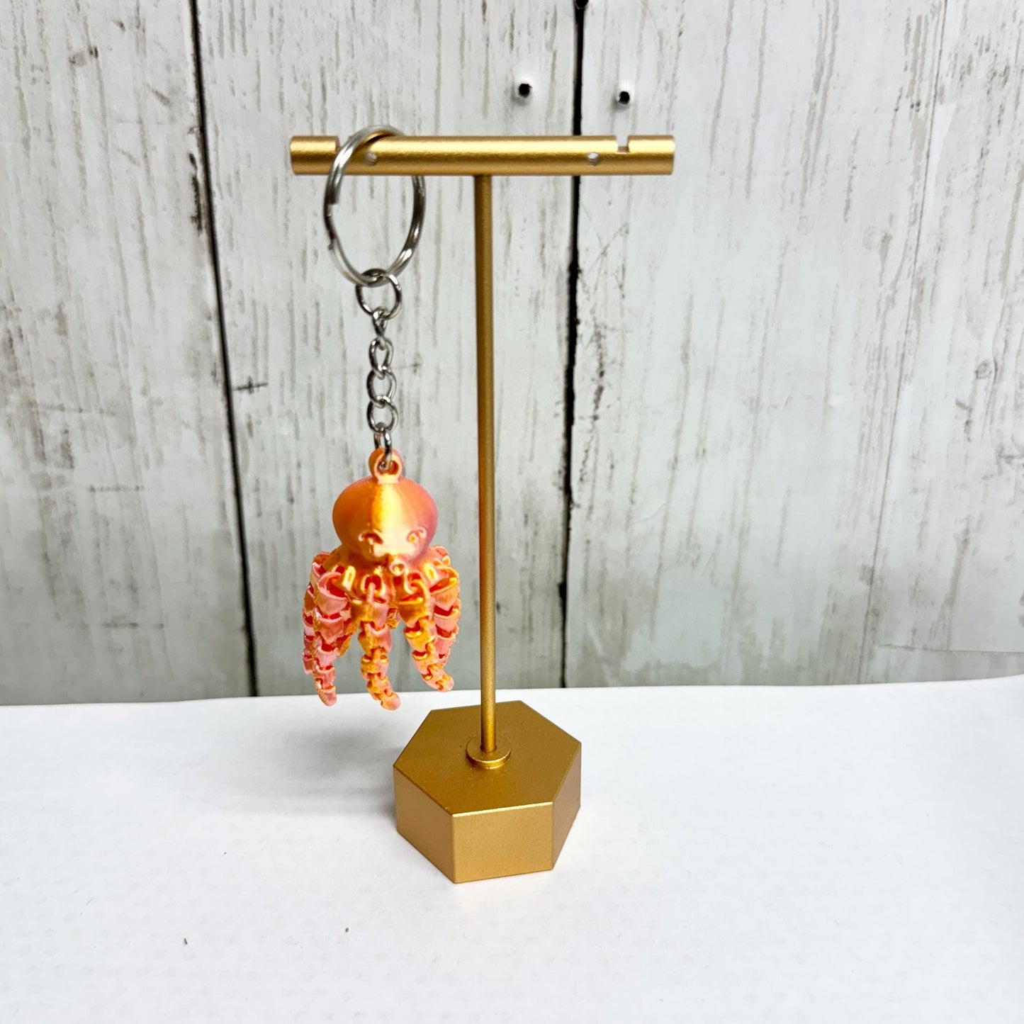 Eradesant 3D Printed Pink/Orange Octopus Keychain Unique Design Orange Colorful Octopus Charm Animal Key Accessory Practical & Fun