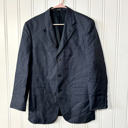 Jones New York Suit Jacket Navy Blue Triple Button Inner Pocket Size 40R