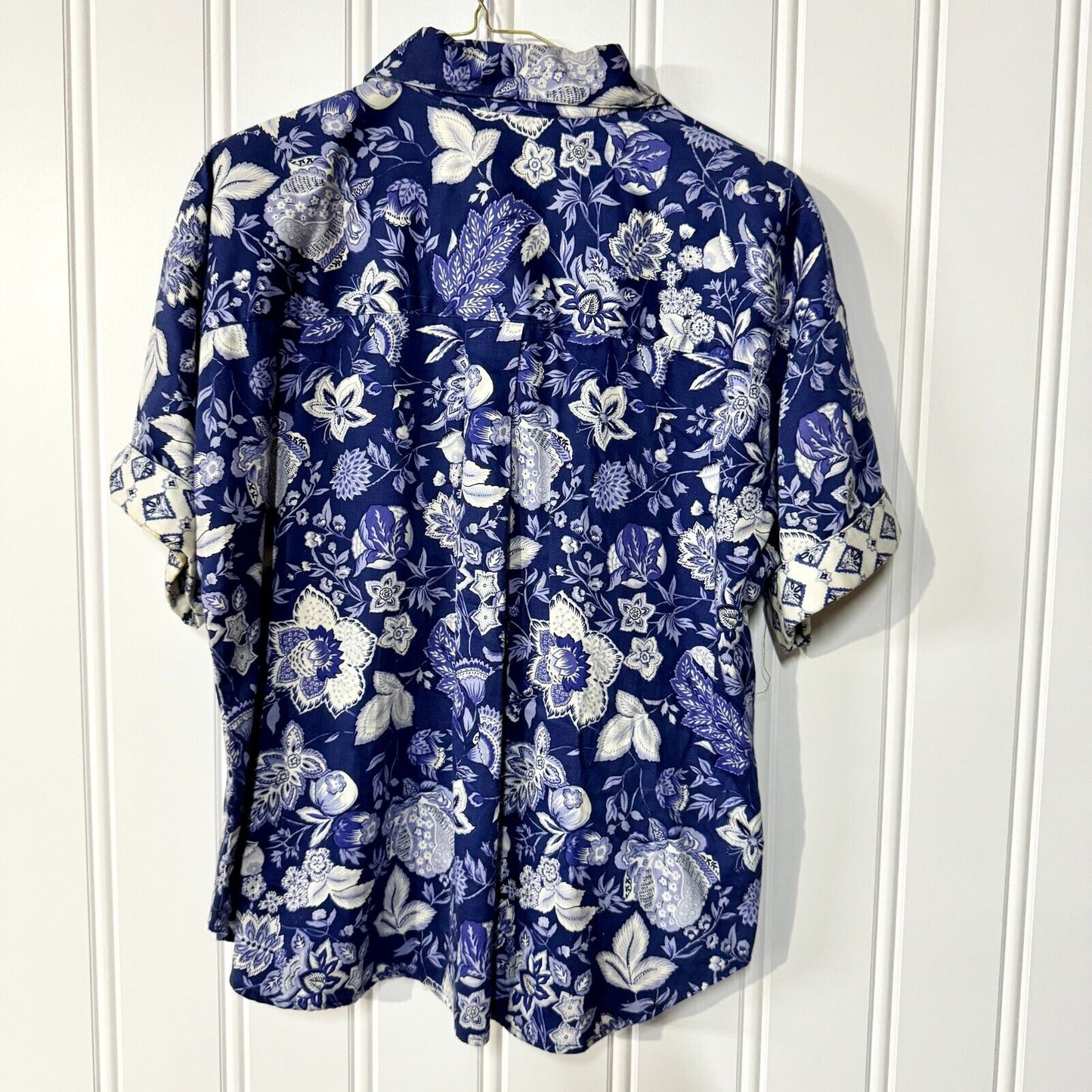 VTG Alexander Campbell 2 Piece Blue Button Down Top & Skirt Set Floral Collared
