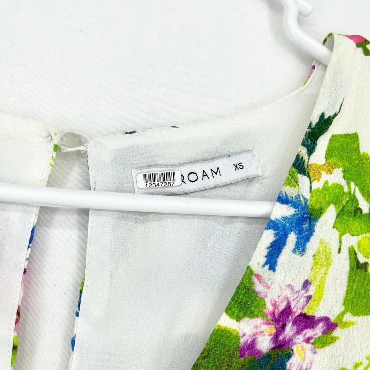 Roam Positano Cream Floral Print Cap Sleeve V Neck Flow Mini Dress Size XS