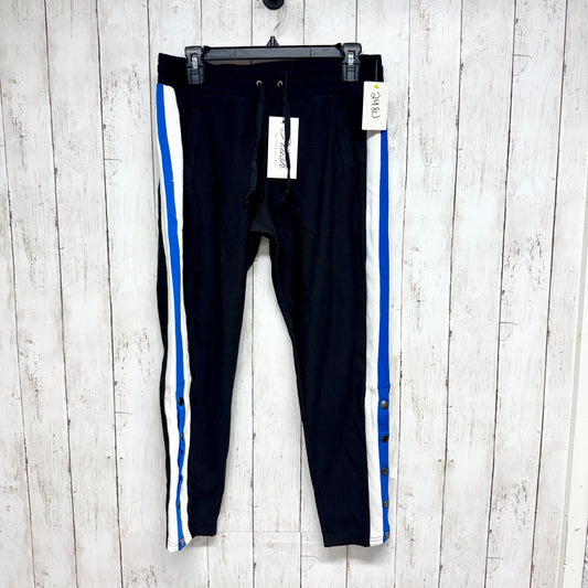 New Plush Pants Women Size Medium Navy Slim Snap Sides Joggers Drawstring Casual