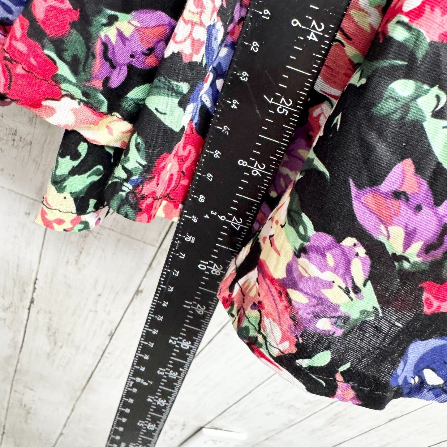 Vintage Dress Women Chest 22" Small Black Floral Ruffle Trim Sleeveless Cocktail