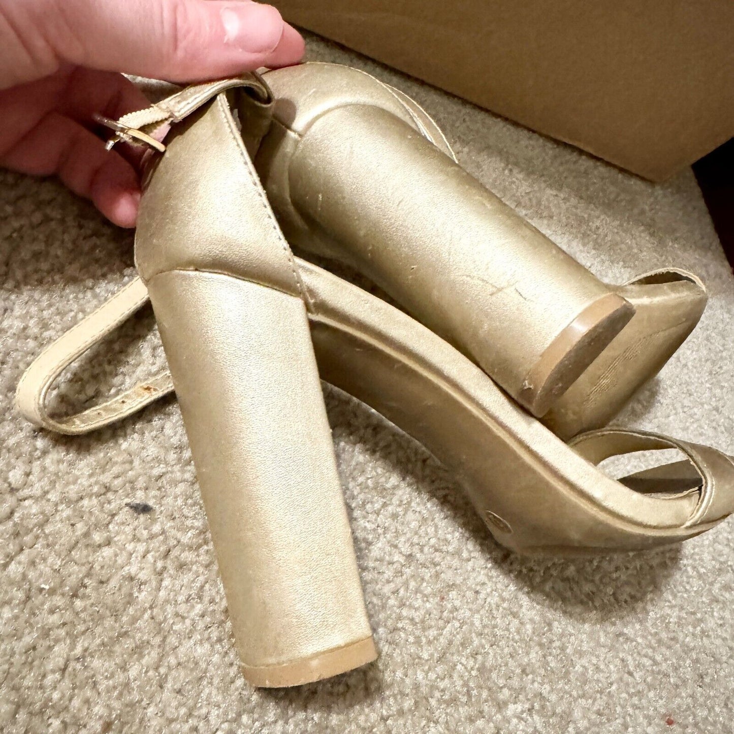 Lulus Women Size 6 Ankle Belted Taylor Natural Suede Ankle Strap Heels Open Toe