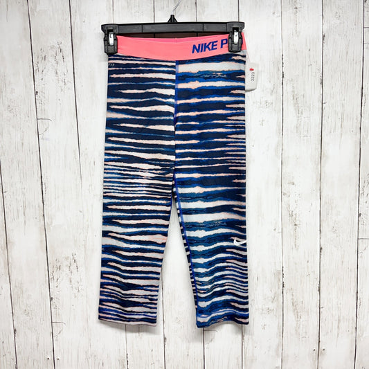 Nike Pants Women Size XS Pro Athletic Crop Leggings Navy White Multicolor Stripe