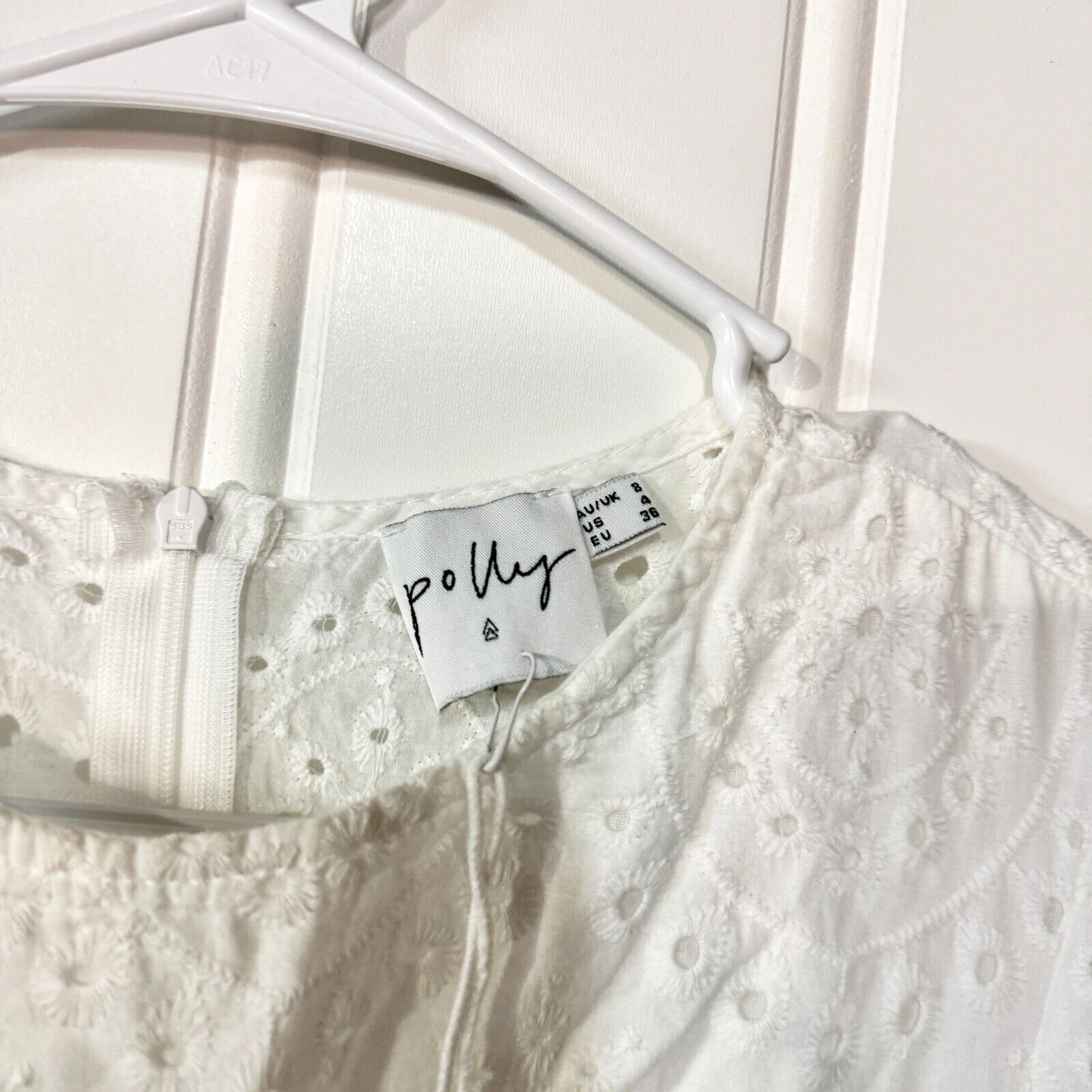 Princess Polly Dress Women Size 4 Ruffled Pleated Mini White Cottage Flared Lace