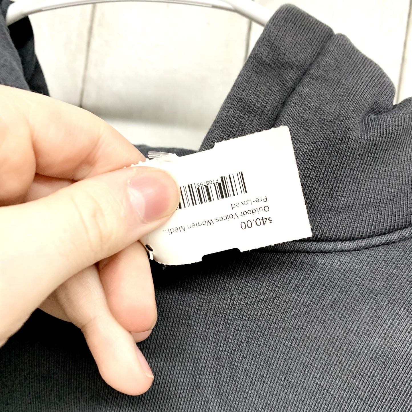 Outdoor Voices Sweater Medium Cropped Grey Hooded Long Sleeve Cotton Fitting