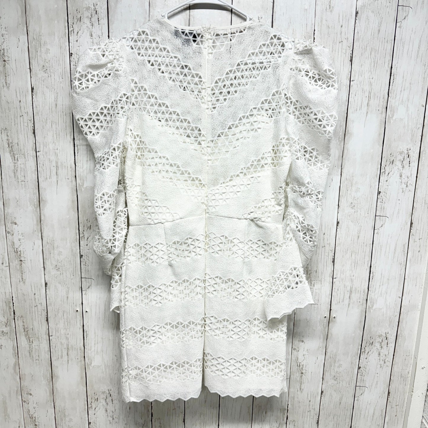 BARDOT Dress Women Size 12/XL White Puff Sleeve Lana Lace Mini Layered Ruffled