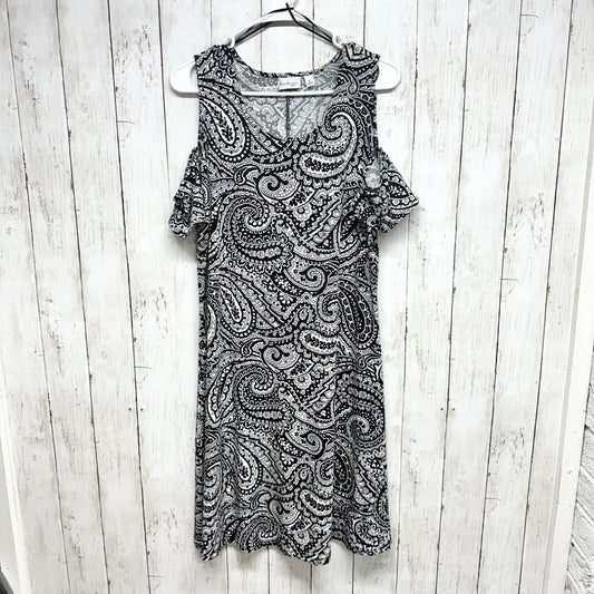 Kim Rogers Dress Women Size PL Cold Shoulder Black Paisley Printed Mini