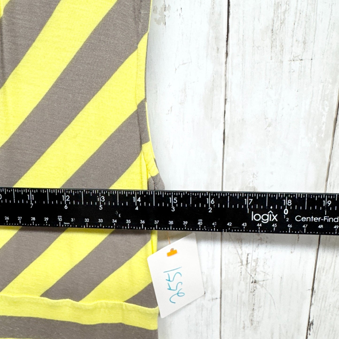 Apt. 9 Dress Women Size Medium Grey Yellow Chevron Stripe V-Neck Sleeveless Maxi