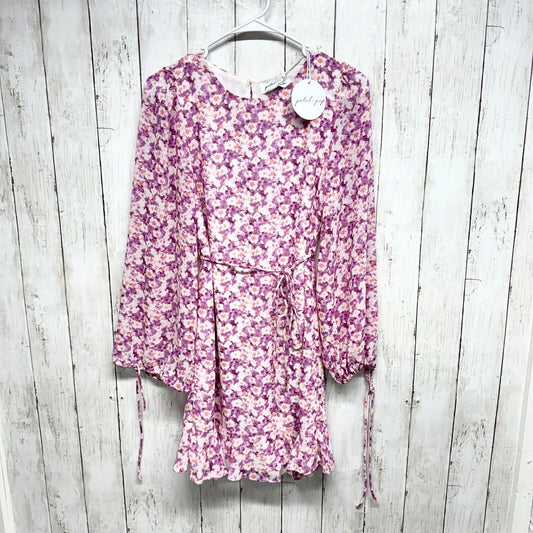 PETALS + PUP Dress Women Size 2 Paige Purple Mini Flared Sleeve Floral Fit Flare