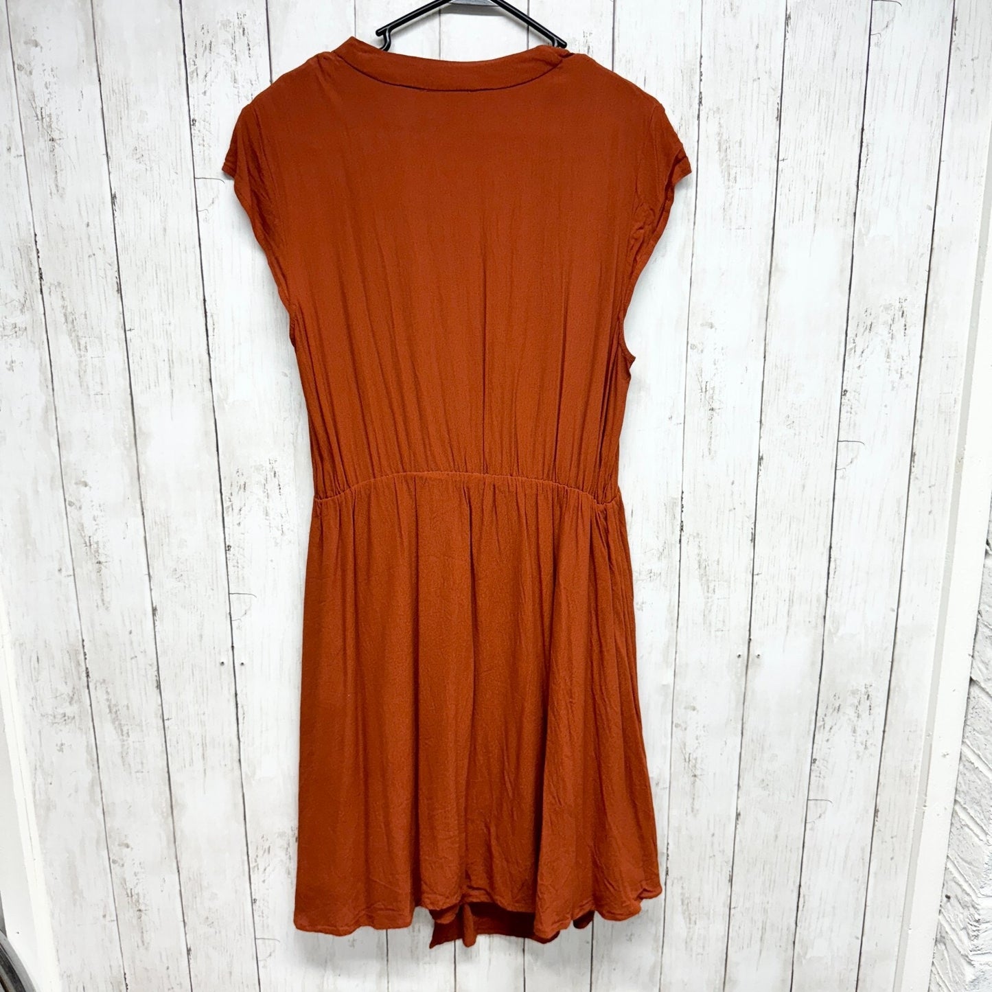 ANTHROPOLOGIE MAEVE Dress Women Size L Burnt Orange Cap Sleeve Mini Cross Over