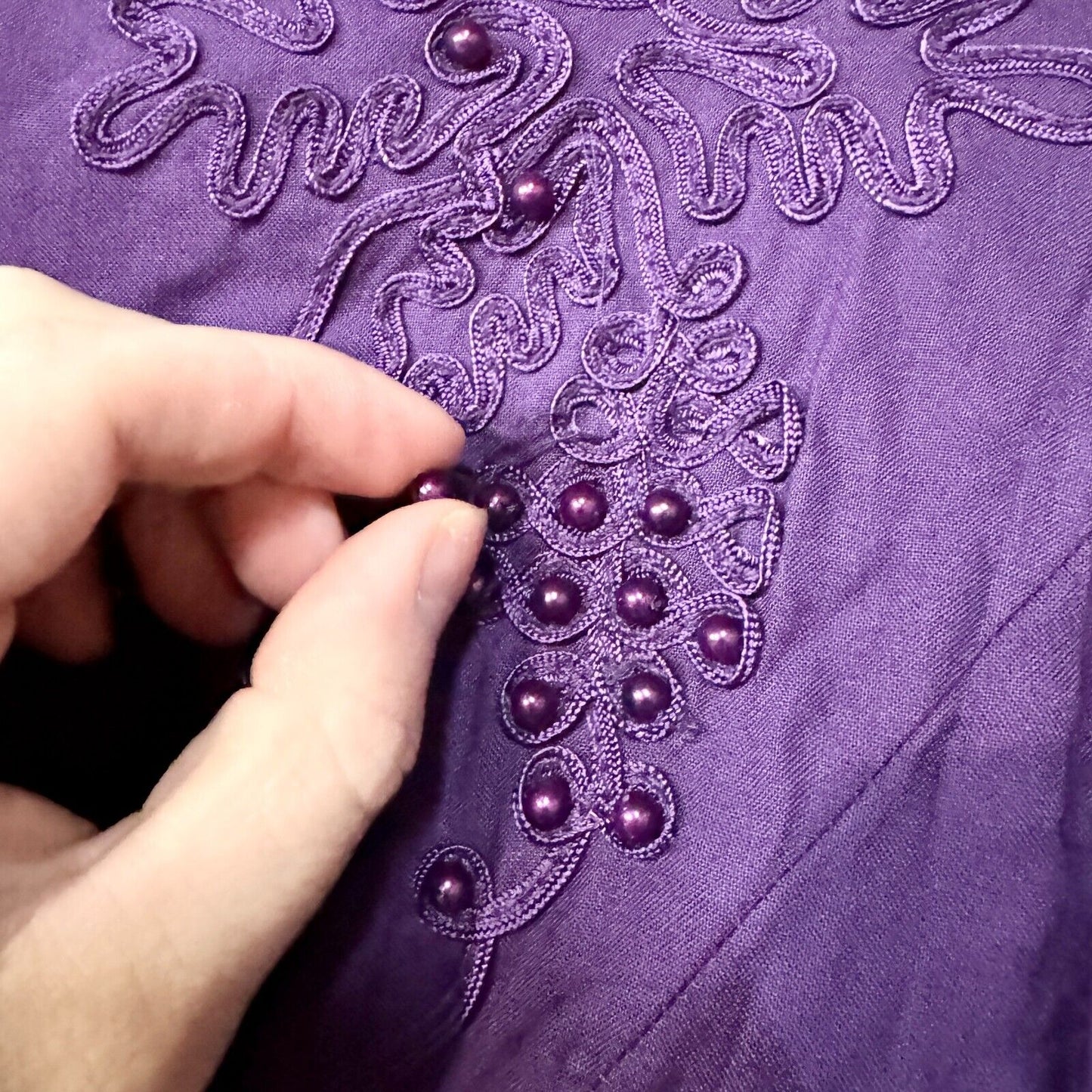 Vintage Marie St. Claire Purple Beaded Padded Shoulder Evening Dress Size 12
