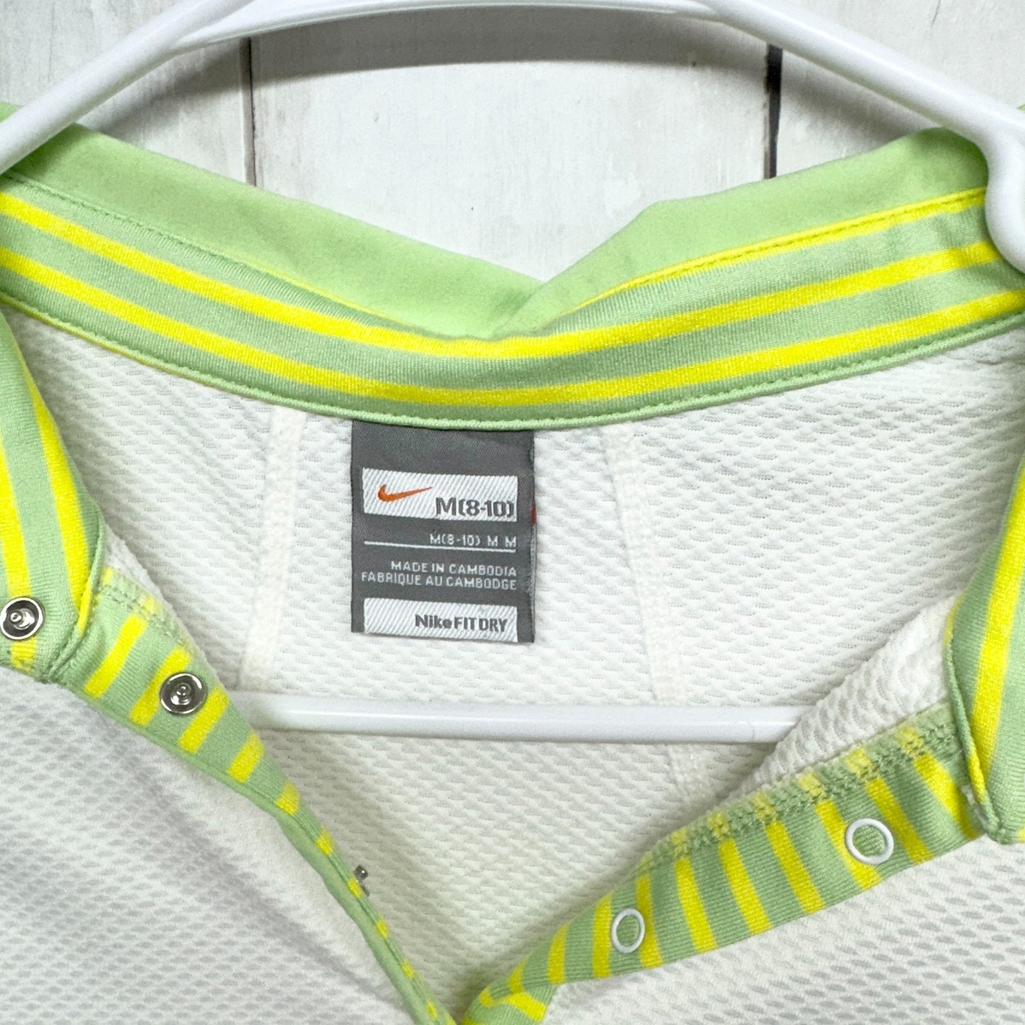 Nike Women Shirt Size M (8-10) Fit Dry White Short Sleeve Athletic Polo Top Golf