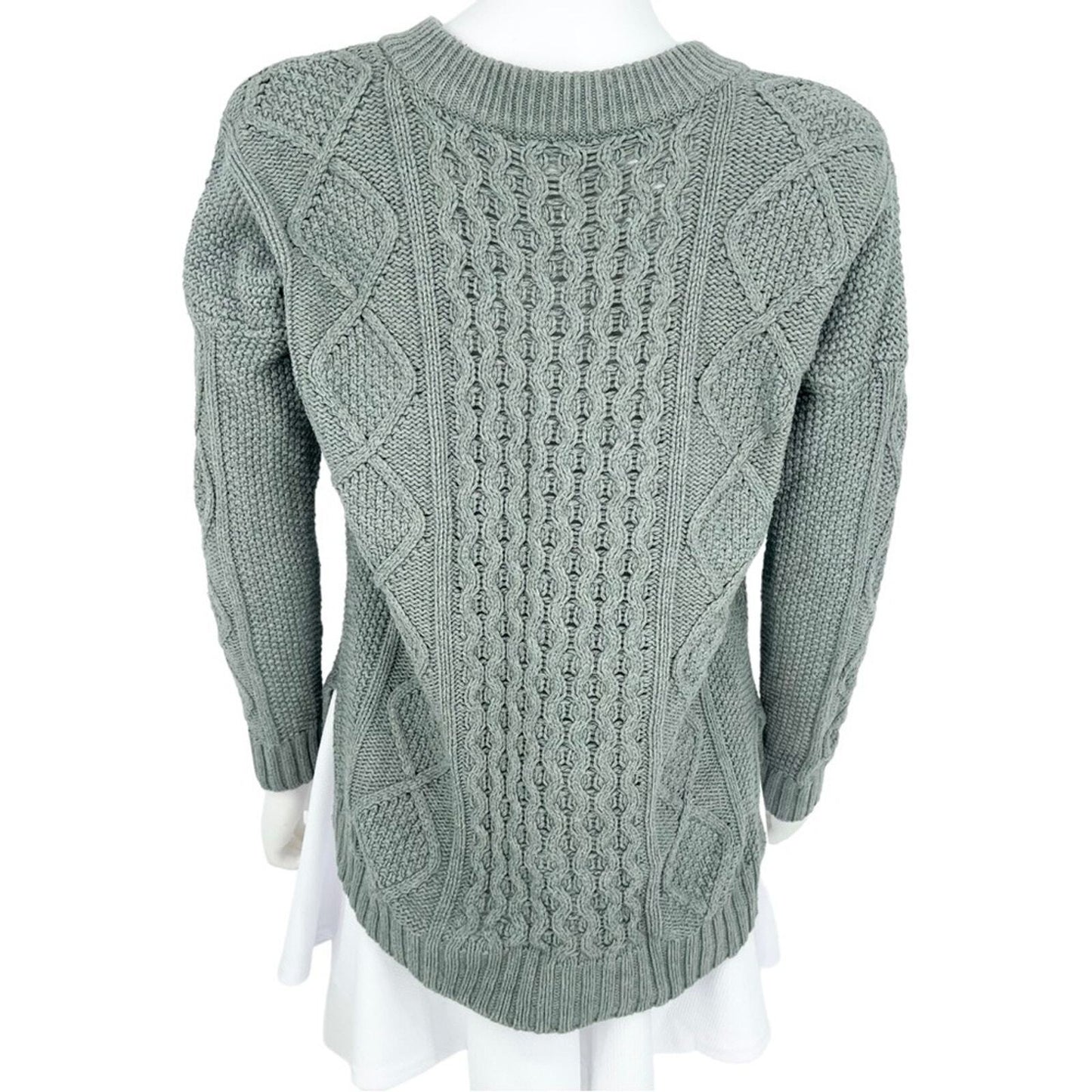 MADEWELL Sweater Women’s Size Medium Knit Teal Classic Cable Pullover Long