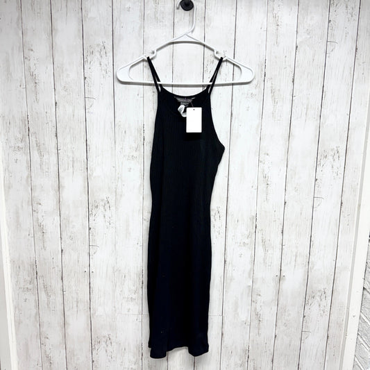 French Connection Dress Women Sz 4 Black Ribbed Sleeveless Spaghetti Strap Midi