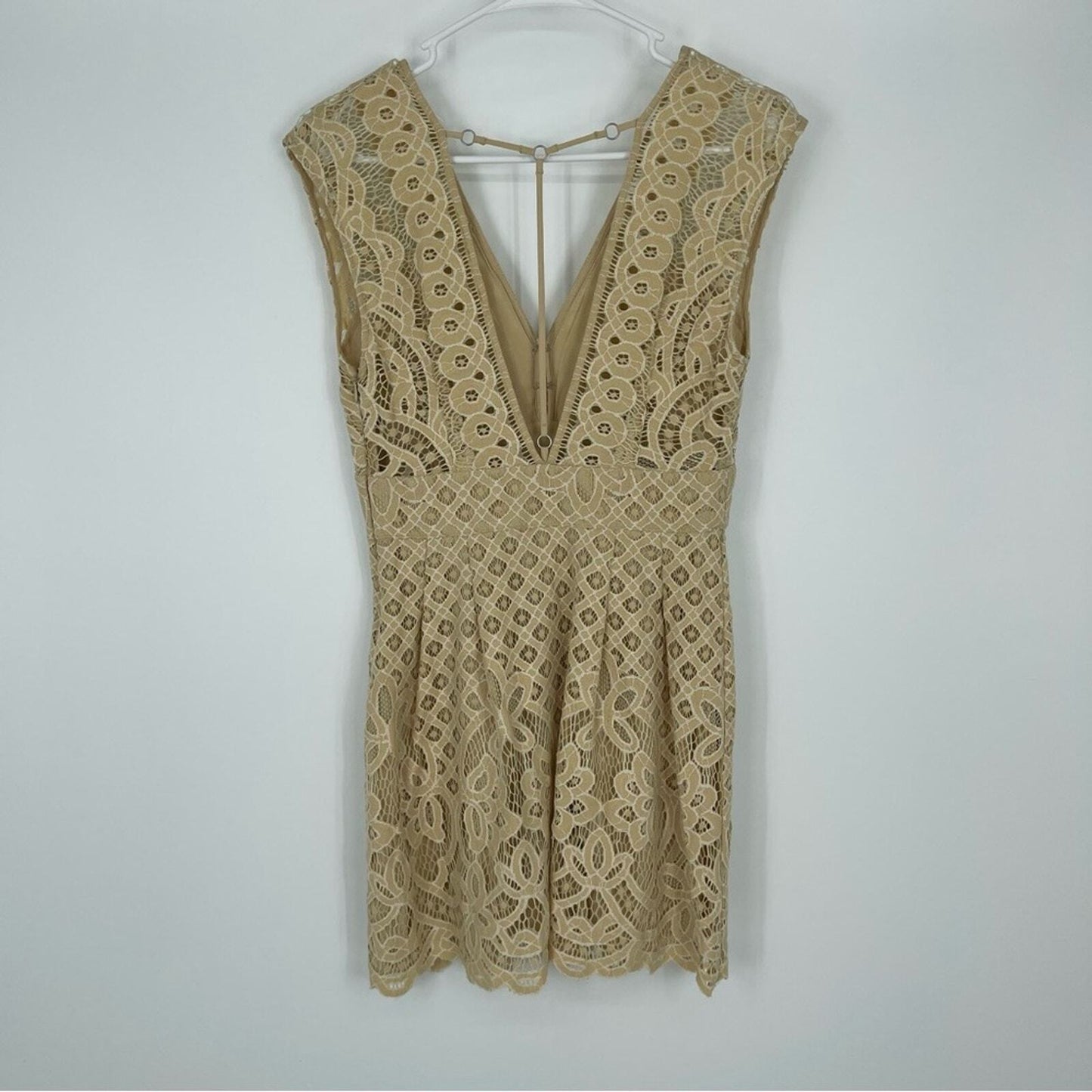 FREE PEOPLE Dress Women Size 2 Mini Lace One Million Lover Ivory V Neck Boho