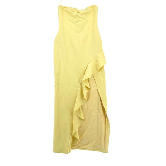 Likely Strapless Carissa Yellow Ruffled Gown Maxi Dress Size 14