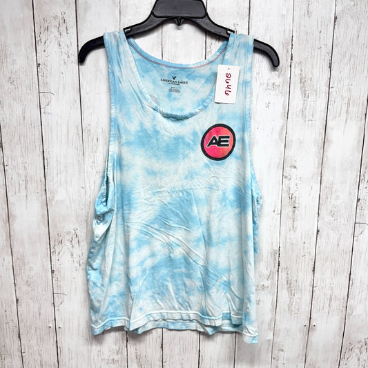 American Eagle Shirt Women Size Medium Blue Graphic Tie Dye Sleeveless Tank Top