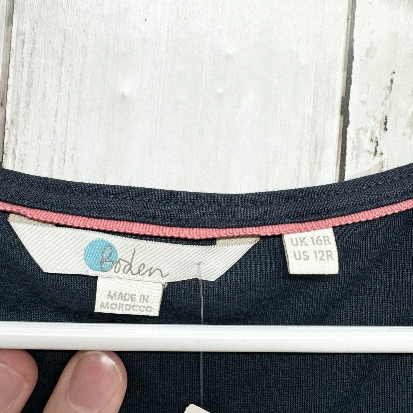 BODEN Dress Women Size 12R Mabel Lock and Key Long Sleeve Mini Dark Blue Jersey