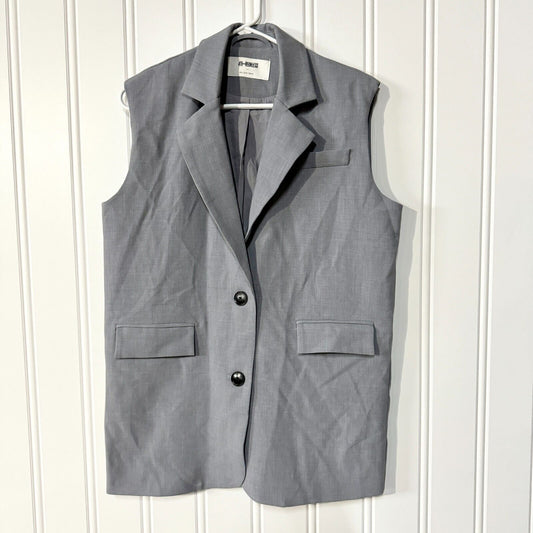 4th + Reckless Vest Single Breasted Sleeveless Padded Shoulder Grey Size XS