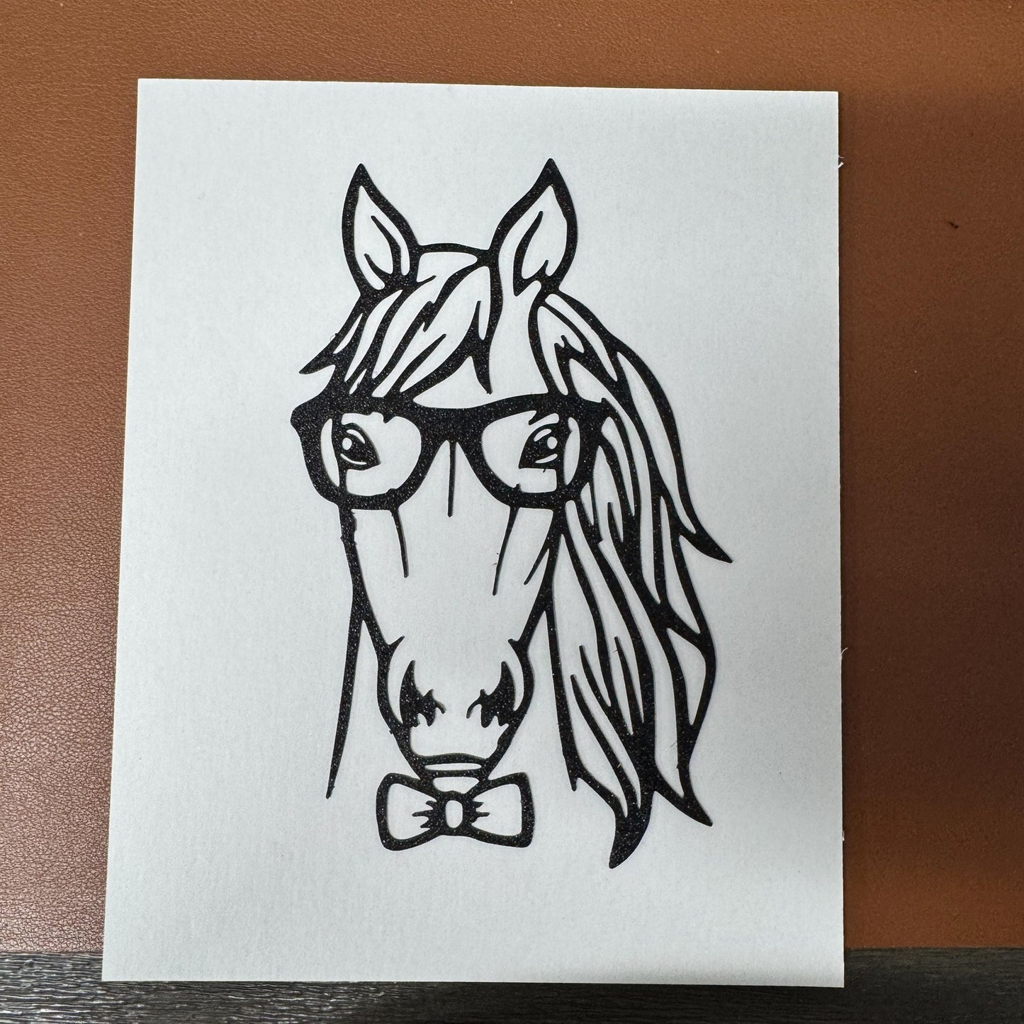 Quirky Horse Portrait – 3D Art Print in 8x10 Frame, Horse with Glasses and Bow Tie – Whimsical Wall Decor for Office or Living Room