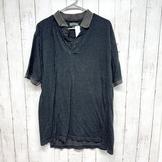 Van Heusen Sweater Men Size Large Collared Black Short Sleeve Cotton Polo Shirt