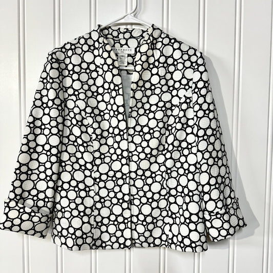 VTG PROPHECY Blazer Women Size 10 Black & White Bubbled Hook & Latch Retro Look