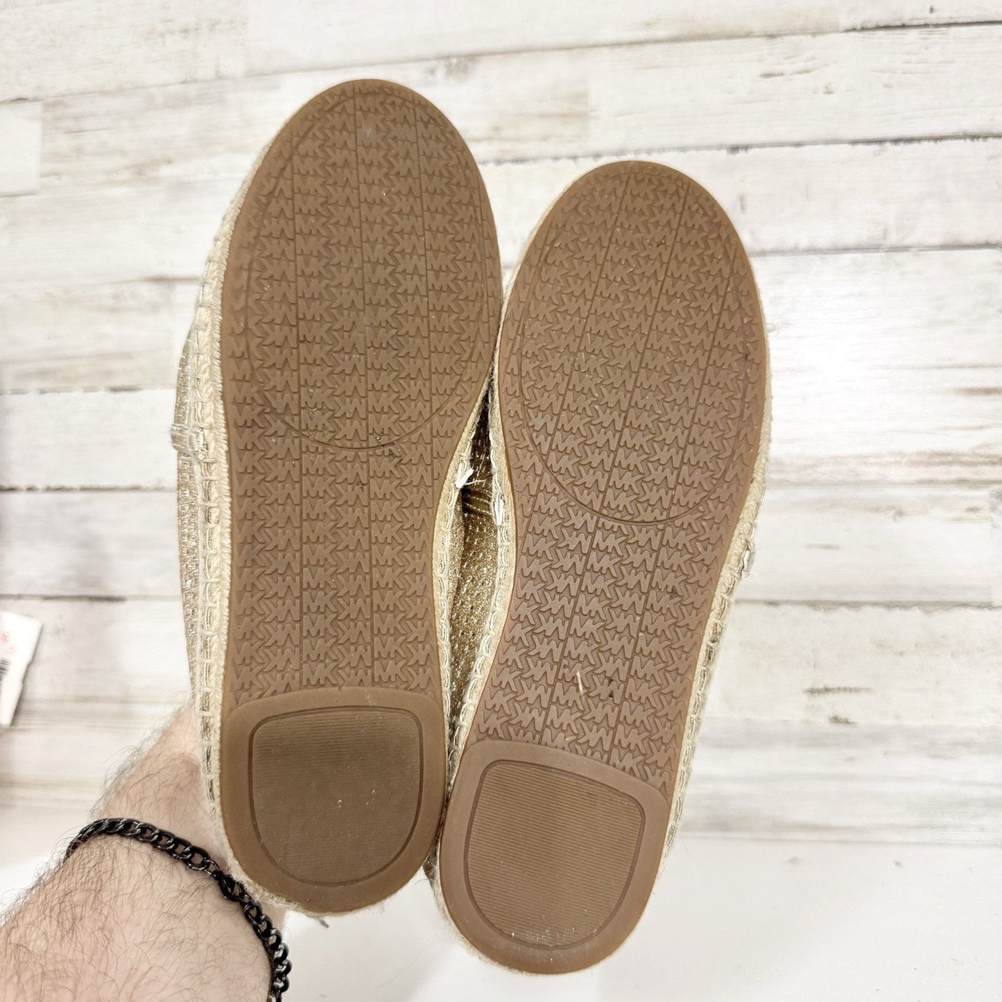 Michael Kors Shoes Women Size 5M Gold Metallic Gold Embellished Espadrilles Flat