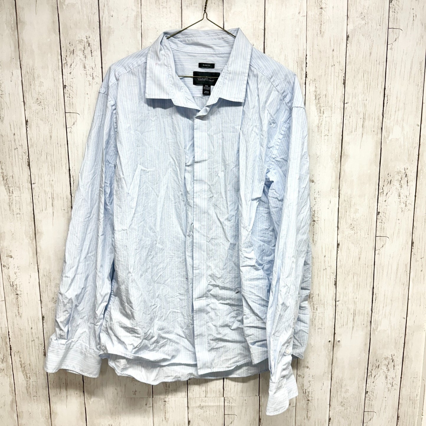 KENNETH COLE Shirt Men Size XXL Blue Button Down Long Sleeve Collared Dress