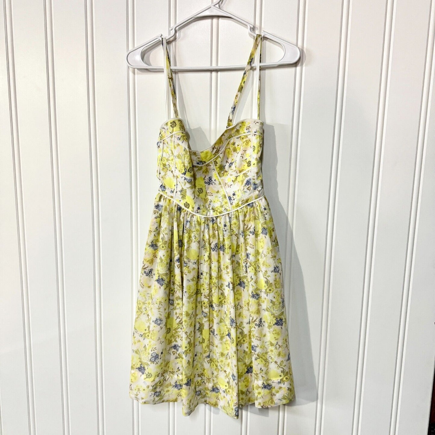GIANNI BINI Dress Women Size 0 Mini Sleeveless Floral Yellow Summer Polyester