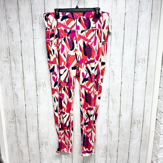 J. Dow Fitness Pants Women Size 2X Pink Cream Orange Athletic Leggings Pockets