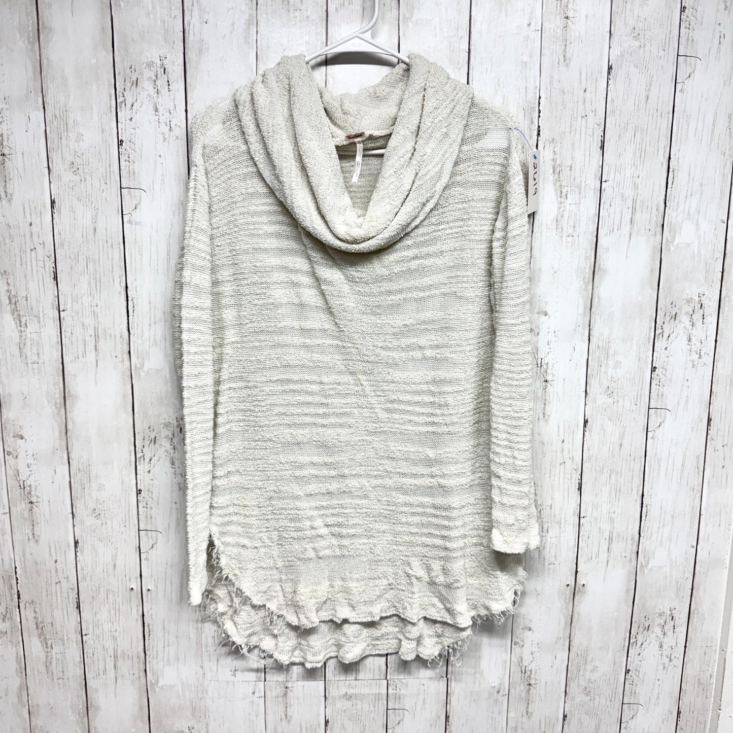 Free People Sweater Women Size Small Ivory Cowl Neck Long Sleeve Blouse Boho
