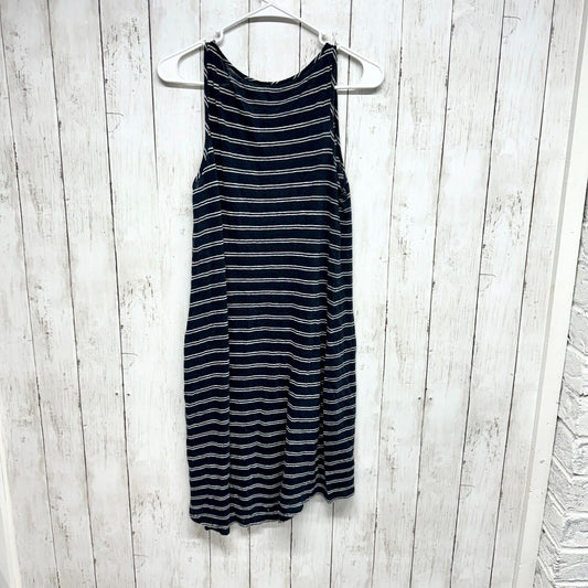 VINCE Dress Women Size Medium Navy Blue Mini 100% Linen Sleeveless Round Neck