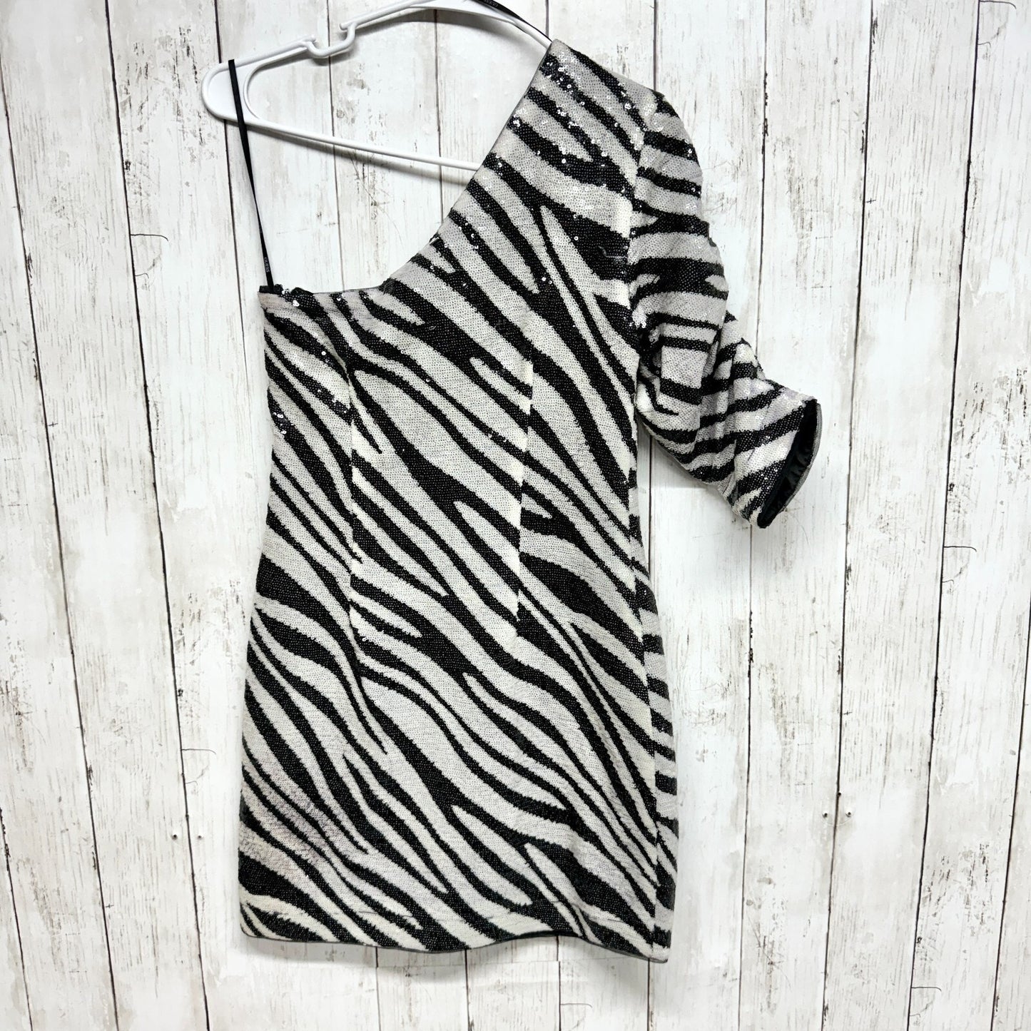 GUESS Dress Women Size Small One Shoulder Zebra Glow In the dark cocktail mini