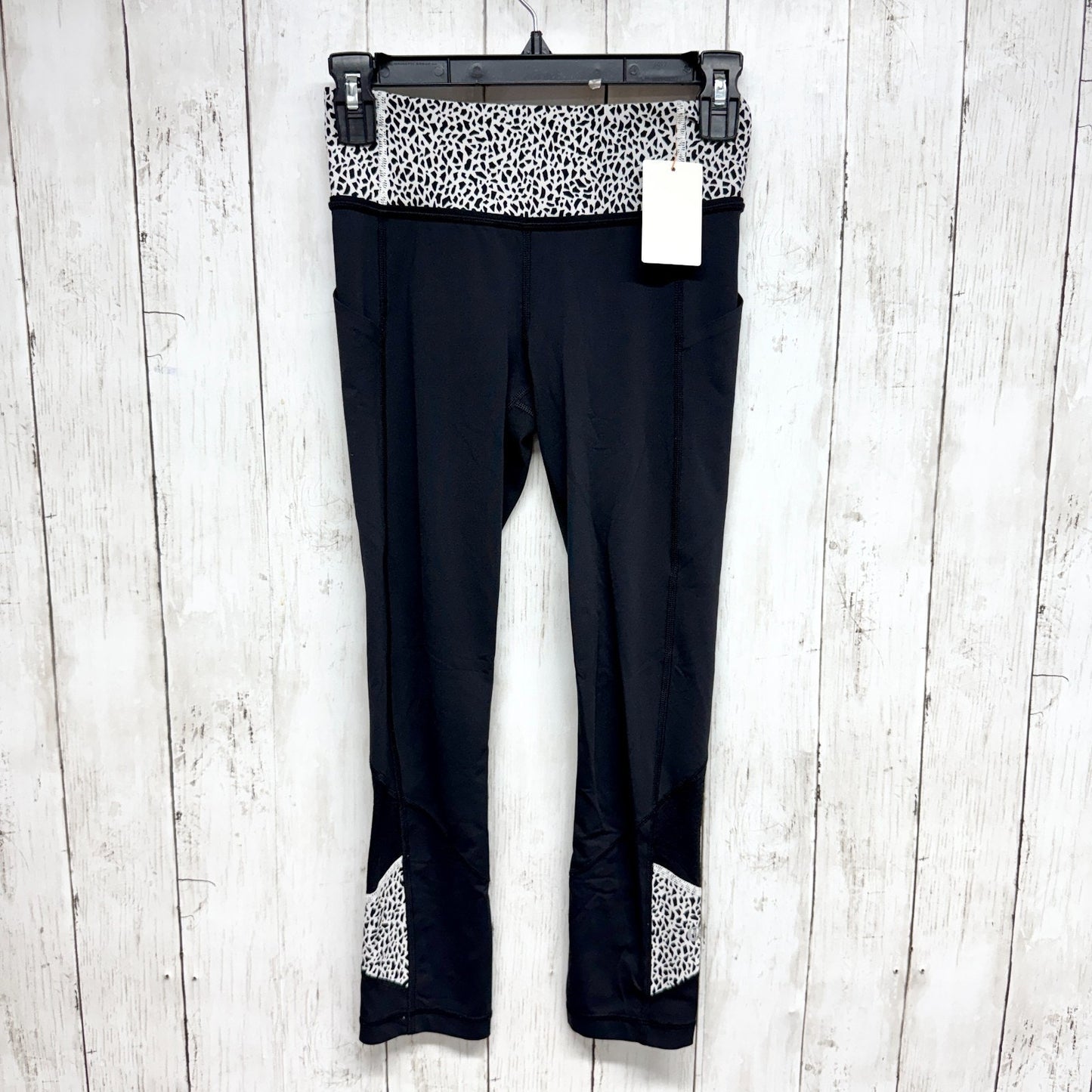 Lululemon Pants Women Size 2 Black Speckle Print Ankle Crop Leggings Pockets