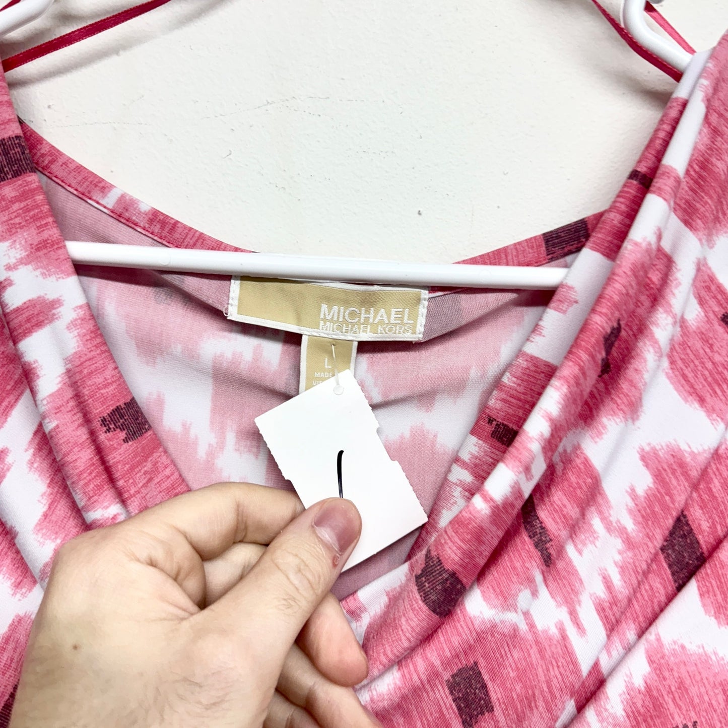 Michael Michael Kors Women Sleeveless Pink & White Top Size Large