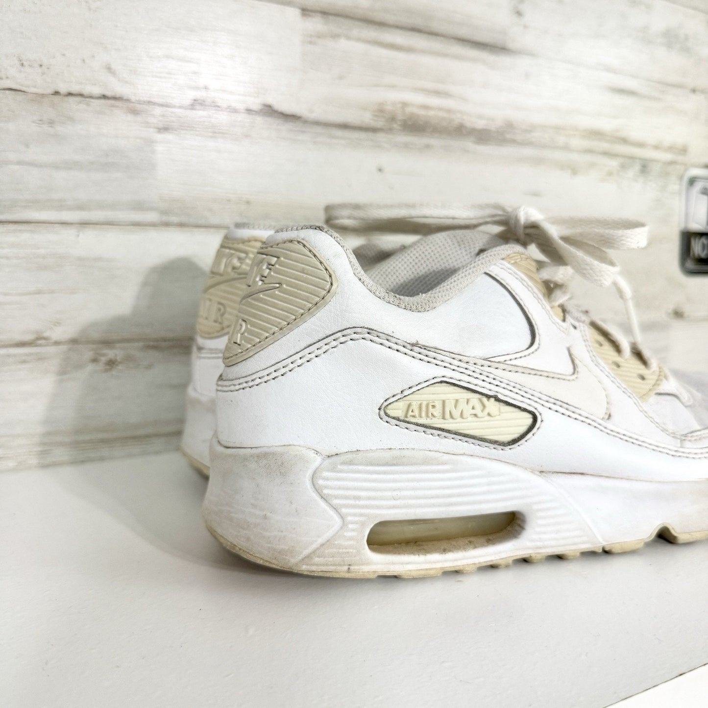 Nike Shoes Youth Size 6.5Y Air Max 90 Cream Champagne Leather Lace Up Casual