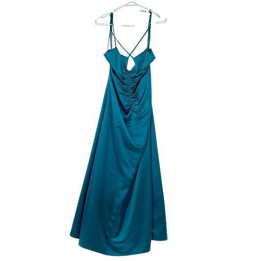 Jason Wu Teal Crisscross Strappy Tie Shoulder Slip Maxi Dress Size Large