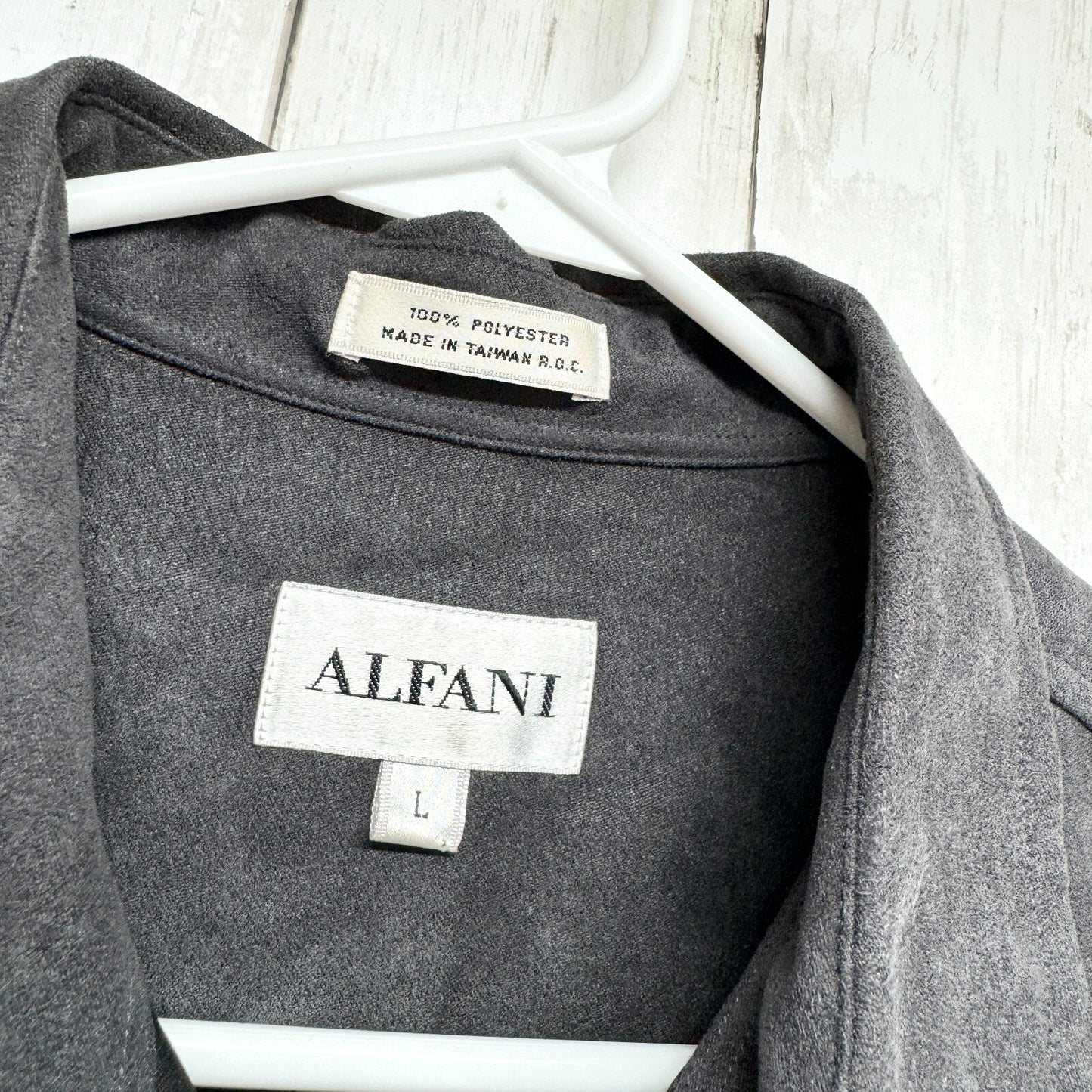 Alfani Chest Pocket Button Up Shirt Men's Large Long Sleeve Gray Polyblend
