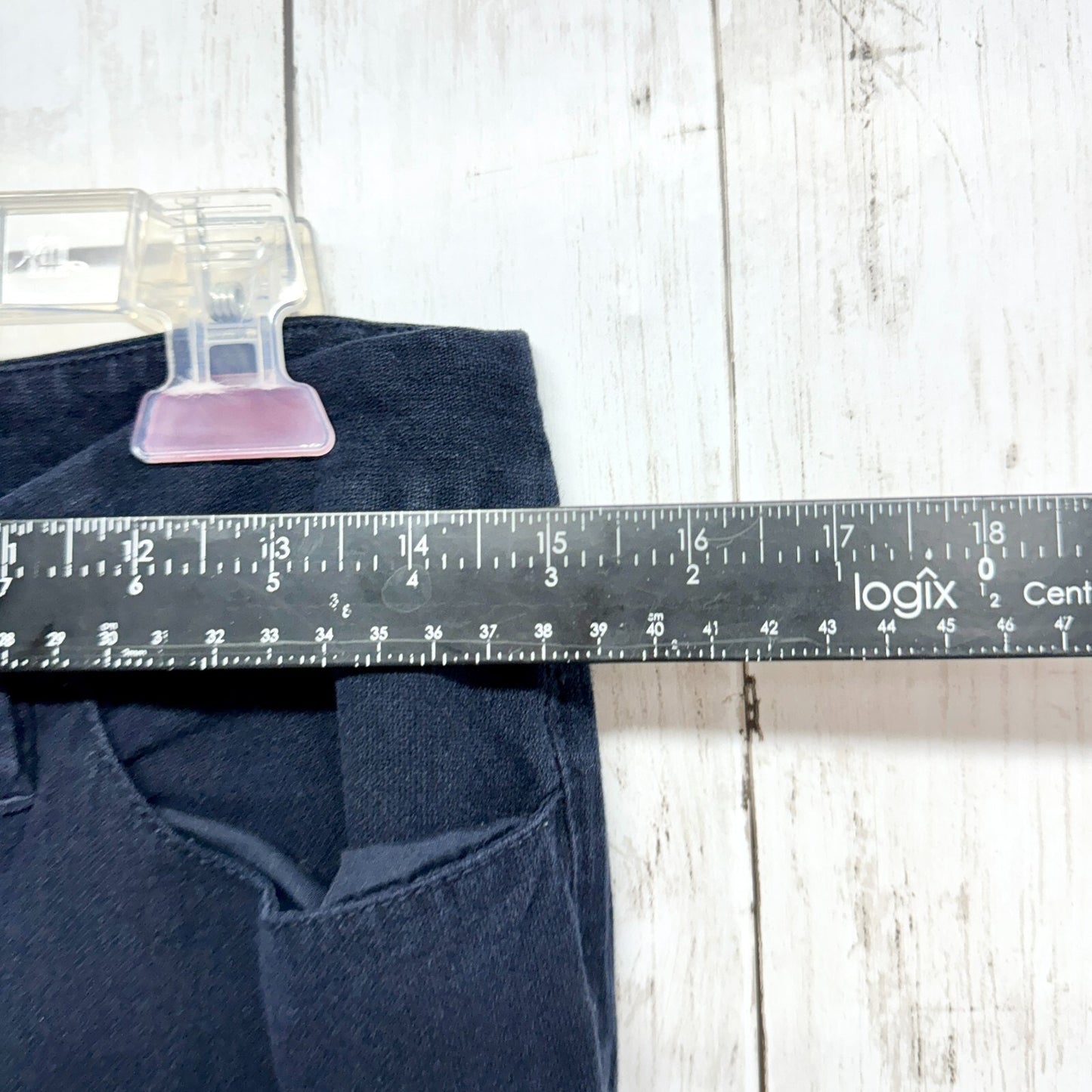 Loft Pants Women Sz 0 Dark Navy Denim High Rise Relaxed Straight Zip Fly Casual