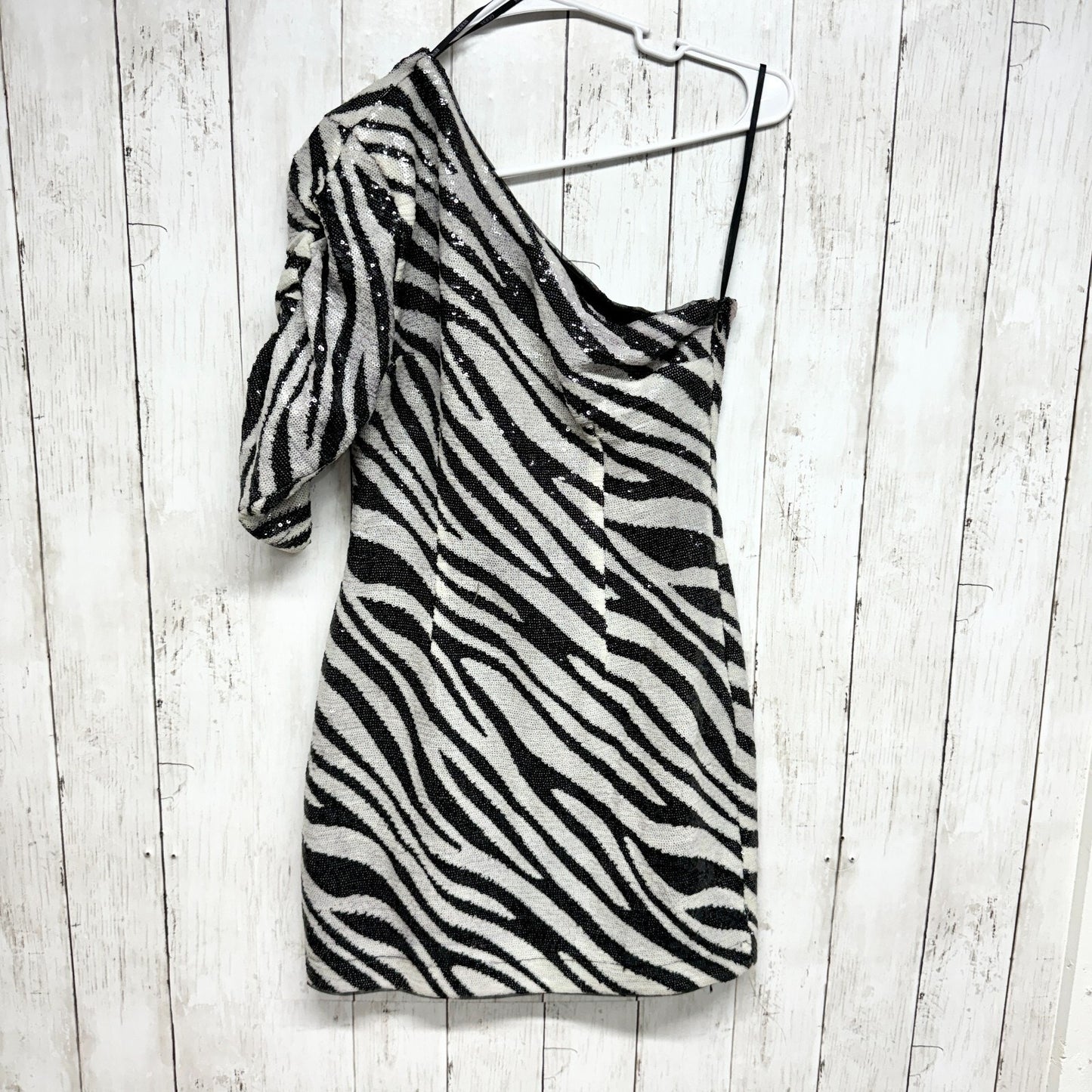 GUESS Dress Women Size Small One Shoulder Zebra Glow In the dark cocktail mini