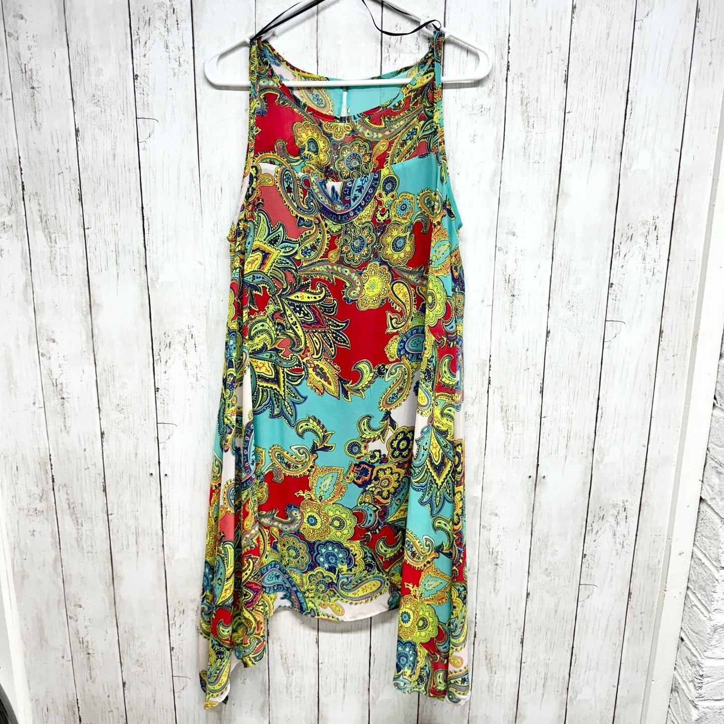 Robbie Bee Women's Size 12 Dress A Line Sleeveless Asymmetrical Hem Paisley