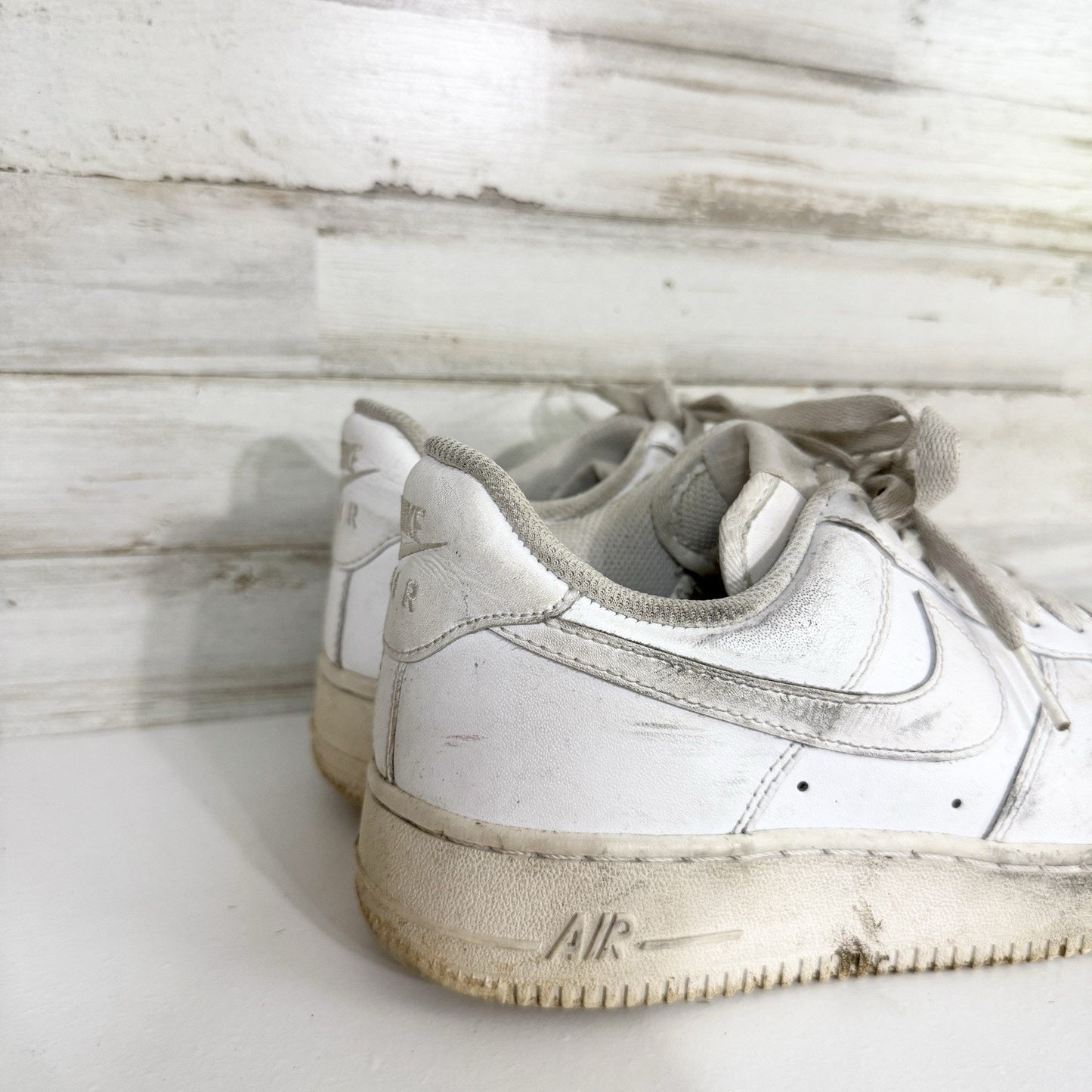 Nike Shoes Size 7.5 Air Force 1 White Leather Low Top Sneakers Lace Up Casual