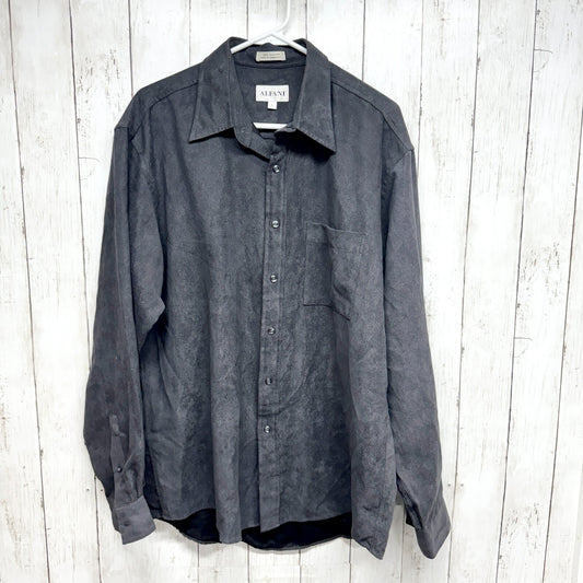 Alfani Chest Pocket Button Up Shirt Men's Large Long Sleeve Gray Polyblend