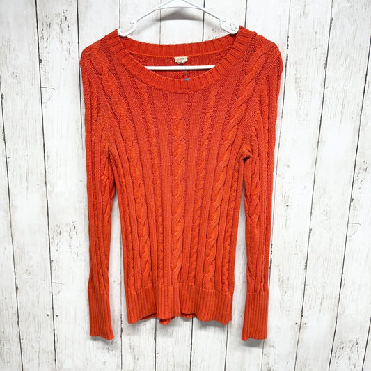 J.CREW Womens Size Small Cable Knit Pullover Sweater Orange Cotton Long Sleeve